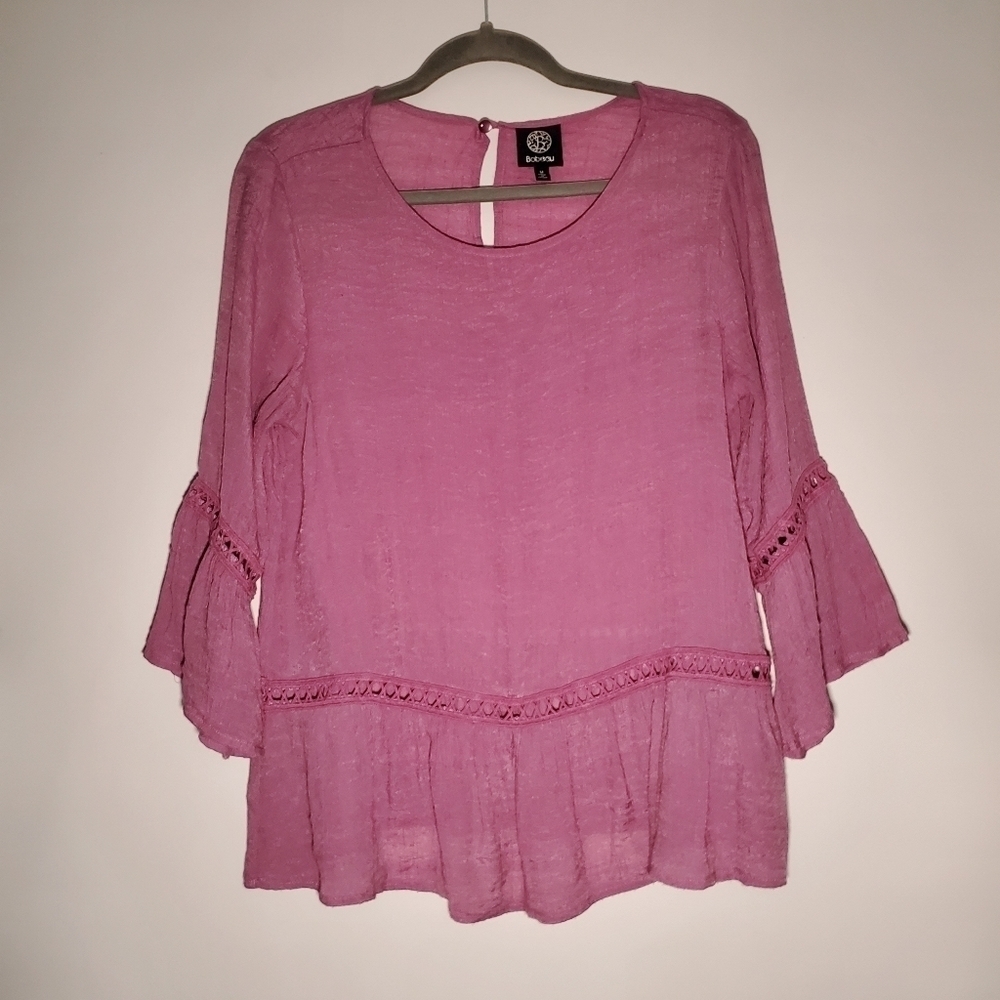 BOBEAU Bohemian Blouse- Lilac Purple- Women's Size Medium-